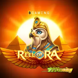 Tampilan visual slot Reel of Ra dengan simbol koin dan tema Mesir